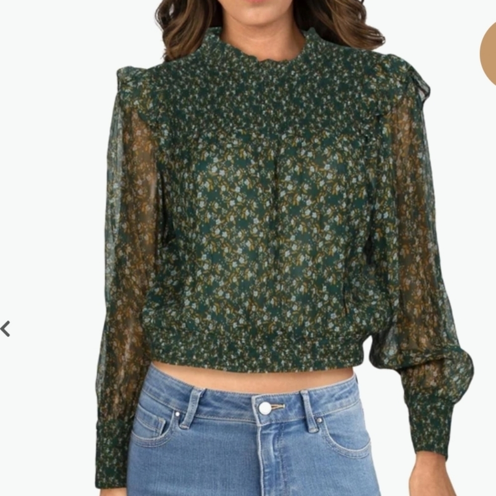 NWT Free People Roma Smocked Hi-Low Blouse